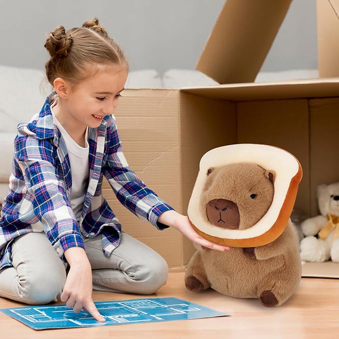 Achwishap Capybara Plush,Cute Plushies Capybara Stuffed Animal,Soft Capybara Plush Toys,Kawaii Plush Stuffed Toys with Wearable Bread Plushies Gifts for Kids Adults Birthday(Capybara Bread,12”)