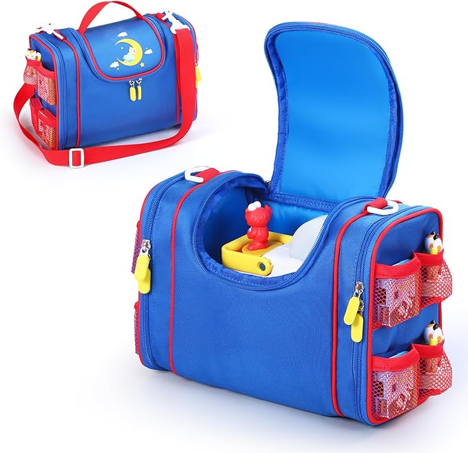 Carrying case Compatible with Little Tikes story dream machine Starter Set, Toy Storage Bag with Handle and Shoulder Strap for Storybook, Character, Accessories, Single shoulder bag (Blue)