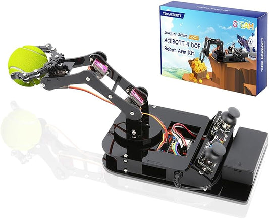 ACEBOTT 4 DOF ESP32 Robotic Arm Kit for Kids 8-12, Robotics Kit App Remote Control Robot Toys Compatible with Arduino, STEM Educational DIY Robot Arm Kit Gift for Teenagers & Adults