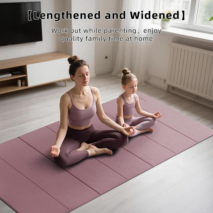 PAIDU Foldable Yoga Mat thick- 2/5" (10MM) TPE Non-Slip Design, Quick Fold，Easy Storage, 75x40 Extra Long/Wide for Indoor Yoga, Pilates and Outdoor Travel Workouts