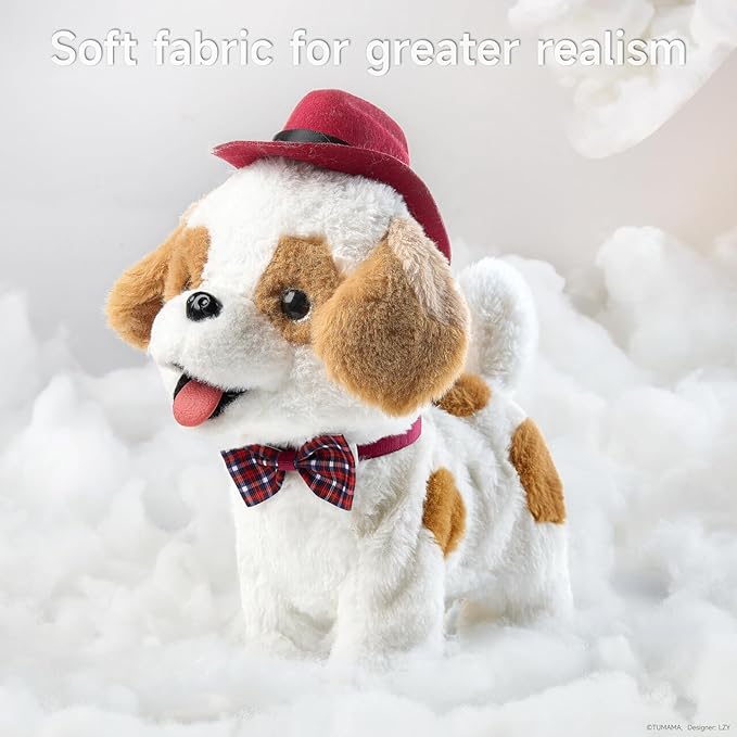 OR OR TU Walking Barking Toy Dog with Remote Control Leash, Plush Puppy Electronic Interactive Toys for Kids, Wag Tail, Singing, Pretend Dress Up Realistic Stuffed Dog Age 3 4 5 6 Years Old Best Gift