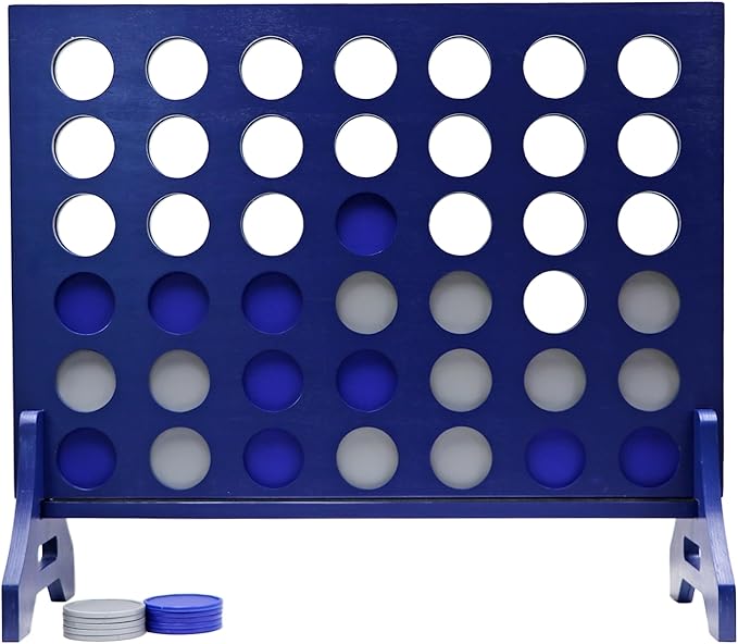 Tailgating Pros Premium Navy Giant Four in a Row with Carrying Case - Jumbo Oversized Outdoor Yard Game - Connect Multiple Pucks in a Row to Win - Many Puck Colors Available!