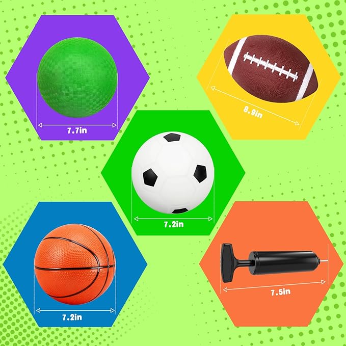 Mini Toddler Balls Toys Set for Kids, Mini PVC 5 Inch Basketballs Balls-5" Little Soccer, Football,- Playground Kick Ball Gift for Children Yard Indoor Outdoor Beach Pool 4 Pack