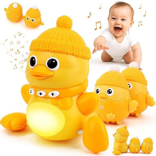 TOY Life Baby Toys 6-12 Months Musical Dancing Duck Toy Set with Mama & Baby Ducklings, Interactive Moving Crawling Toys, Duck Family Baby Tummy Time Toys Easter Birthday Gift for 1 Year Old