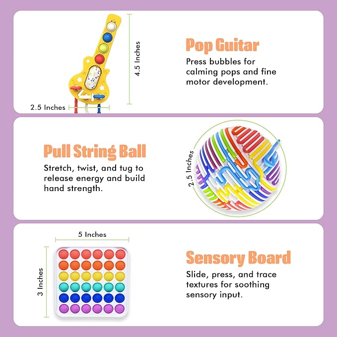 Fidget Sensory Toys for Kids with Autism Anxiety Stress - Quiet Fidgets for Classroom Preschool & Toddlers - Pop Squishy Calming Toys, Airplane Travel Must Haves, Holiday Birthday Gift Essentials EDC