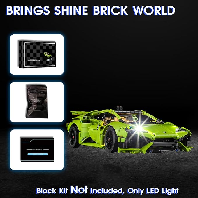 Vaodest LED Light for Lego Lamborghini Huracán Tecnica 42161 Set,Design and Configuration Compatible with Model 42161(LED Light Only, Not Building Block Kit)