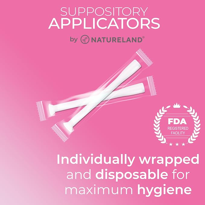 Natureland Personal Suppository Applicators for Women, Individually Wrapped Disposable Applicators with Silky Smooth Comfort Tip, Daily Intimate Care Tool (Large tip applicators, 20 Count (Pack of 1)) | Silky smooth comfort tip for clean gentle inserti...