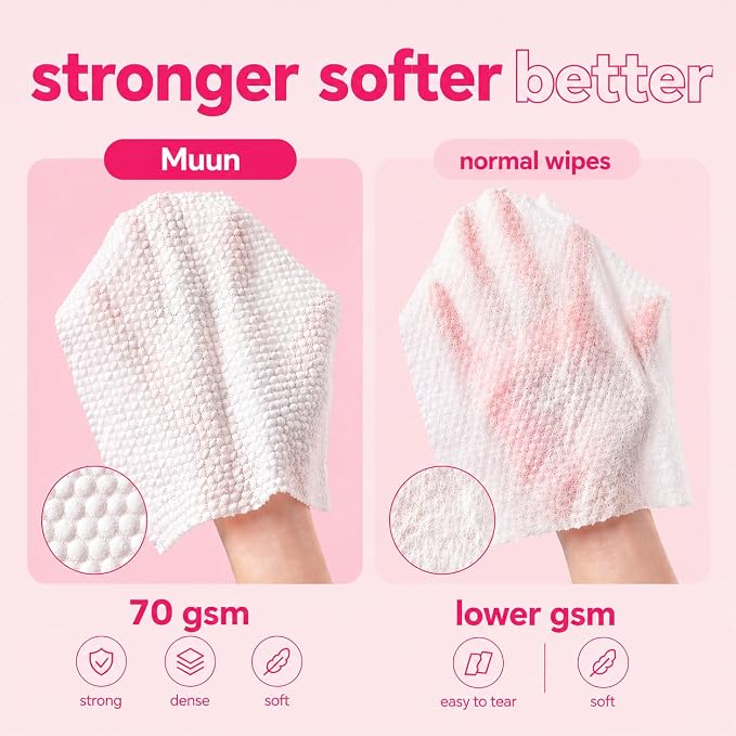Muun Deodorant Body Wipes for Odor, 20 Count 18x20 cm Aluminum-Free Individual Wrapped Travel-Friendly Hygiene Personal Cleansing Wet Wipes for Intimate, Butt, Body