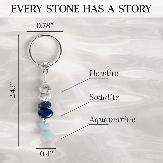 Sensemory Crystal Keychain Calming Gifts For Women, Anxiety Healing Stress Relief Reduction Stones, Crystal Therapeutic Gifts