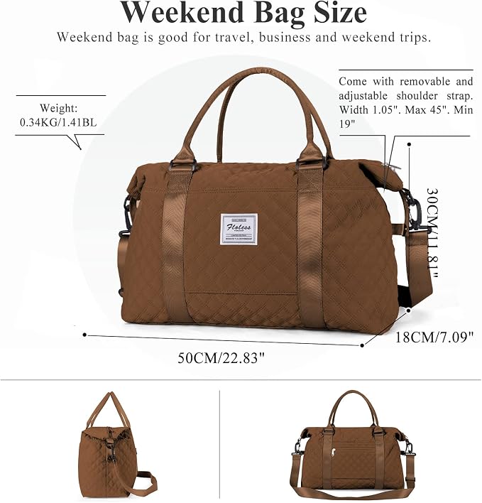 Travel Duffel Bag, Carry On Overnight Weekender Bags for Women | Travel Bag with Wet Pocket & Trolley Sleeve, For Spirit Airlines 18x14x8 Personal Item Bag