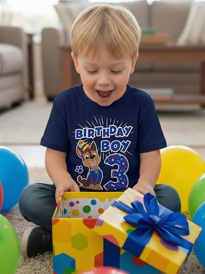 Paw Patrol Chase 3rd Birthday Boy Shirt - Toddler T-Shirt Gift Outfit for Party - Clothes for 3 Year Old Boys