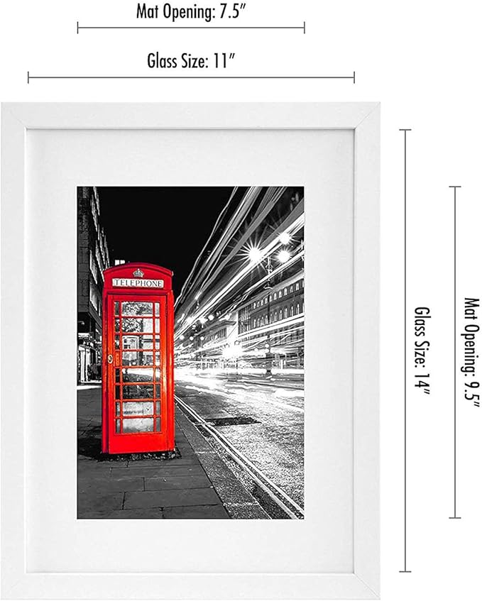 Americanflat 11x14 Picture Frame with Shatter-Resistant Glass - Use as 8x10 Frame with Mat or Display 11x14 Photo Without Mat - Signature Collection - Picture Frames for Wall Display - White | Shatter-resistant glass, hangs vertical or horizontal, sawt...