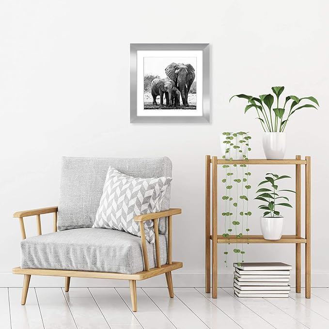 Americanflat 11x11 Picture Frame with Shatter-Resistant Glass - Use as 8x8 Frame with Mat or Display 11x11 Photo Without Mat - Signature Collection - Square Frames for Wall Display - Silver | Shatter-resistant glass, sawtooth hangers included, use with...
