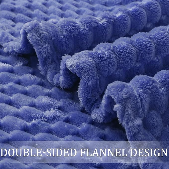 Exclusivo Mezcla 3D Fleece King Size Blanket for Bed, Cobalt Blue | Extra Soft Fuzzy Plush Lightweight Bed Blankets, Cozy Fluffy Decorative Blankets for All Seasons, 90x104 Inches