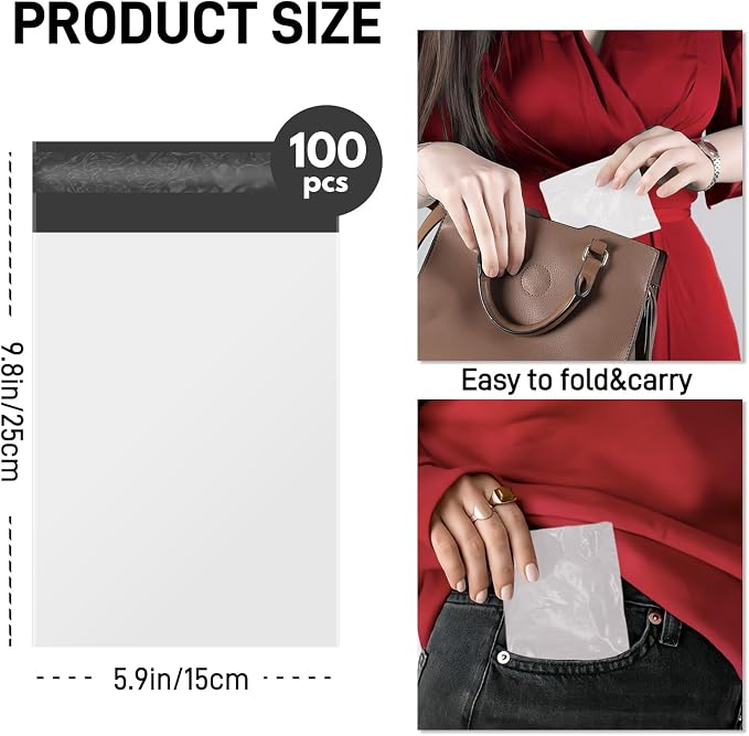 Sanitary Napkin Disposal Bags FARVIGOR, 100Pcs Women Feminine Hygiene Disposal Bags for Tampons and Pads, Personal Disposal Bag Self-Sealing, Privacy Protection, 9.8x5.9"(White)
