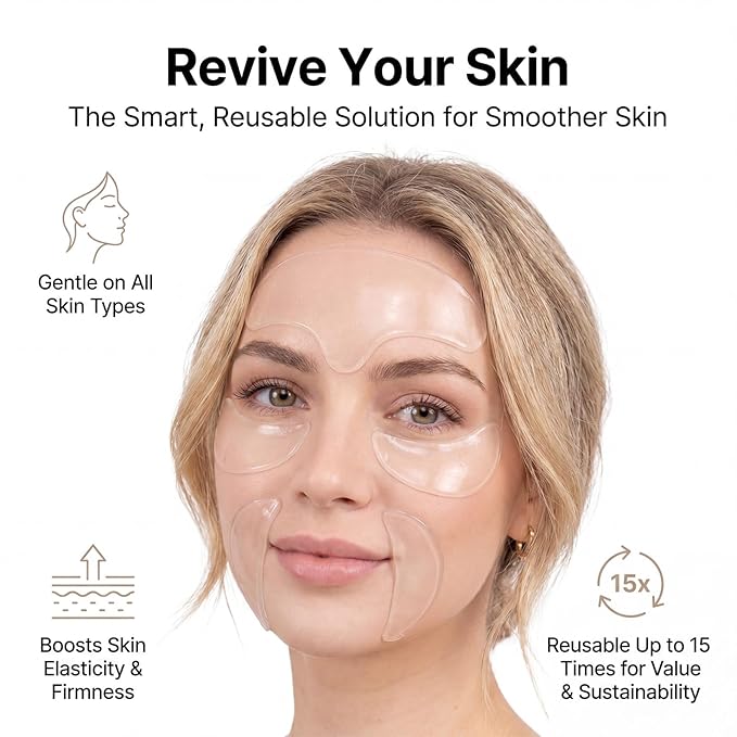 5 Pcs Forehead Wrinkle Patches Reusable Anti-Wrinkle Pads Silicone Facial Pads Moisturizing Firming Fine Line Pad Facial Smoothing Wrinkle Patch for Women Men Day or Night Use