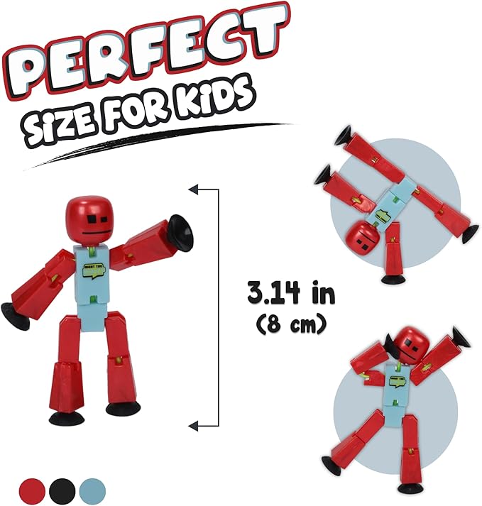 STIKBOT Zing Zanimation What The Bot Special Action Figures and Animation Set, Includes 3, 1 Mobile Phone Tripod and 2-in-1 Stage, Stop Motion Animation, Great for Kids Ages 4 and Up