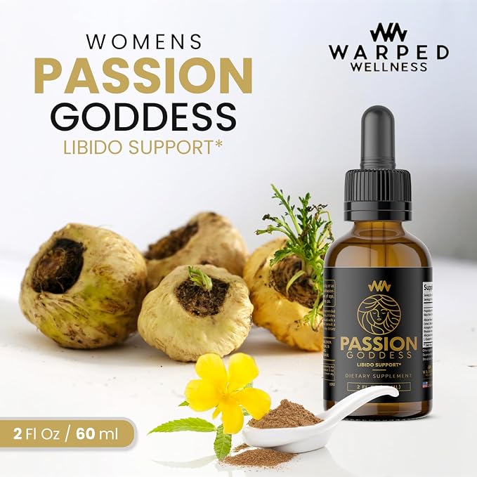 Warped Wellness Womens Libido Booster Drops | Maca Root for Female Specific Arousal | Passion Goddess | Enhance Desire Boost Intimacy and Wellness Supplement Support