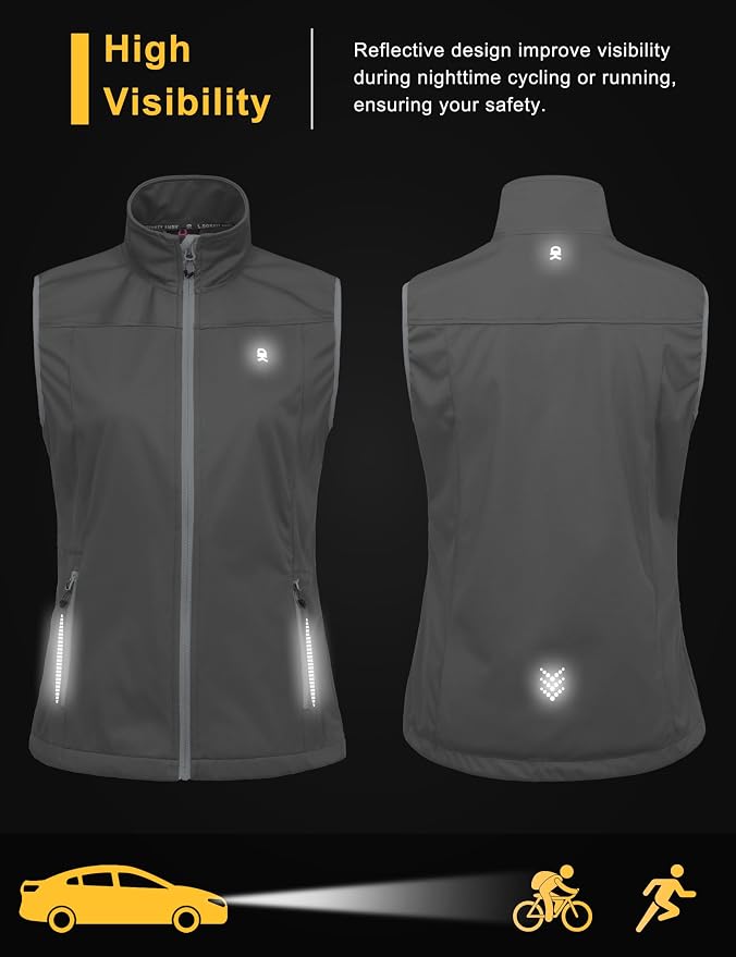 Little Donkey Andy Women's Lightweight Softshell Vest, Windproof Sleeveless Jacket for Running Hiking Travel