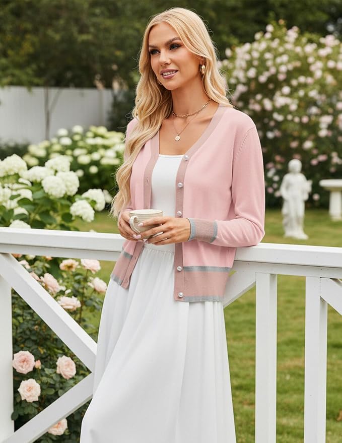 GRACE KARIN Cardigan Sweaters for Women Lightweight Long Sleeve Cropped Cardigan Summer Fall Fashion Clothing Outfits Shrug