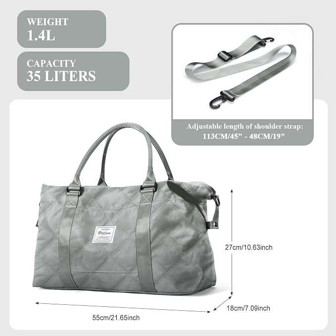 Travel Duffel Bag, Carry On Overnight Weekender Bags for Women | Travel Bag with Wet Pocket & Trolley Sleeve, For Spirit Airlines 18x14x8 Personal Item Bag
