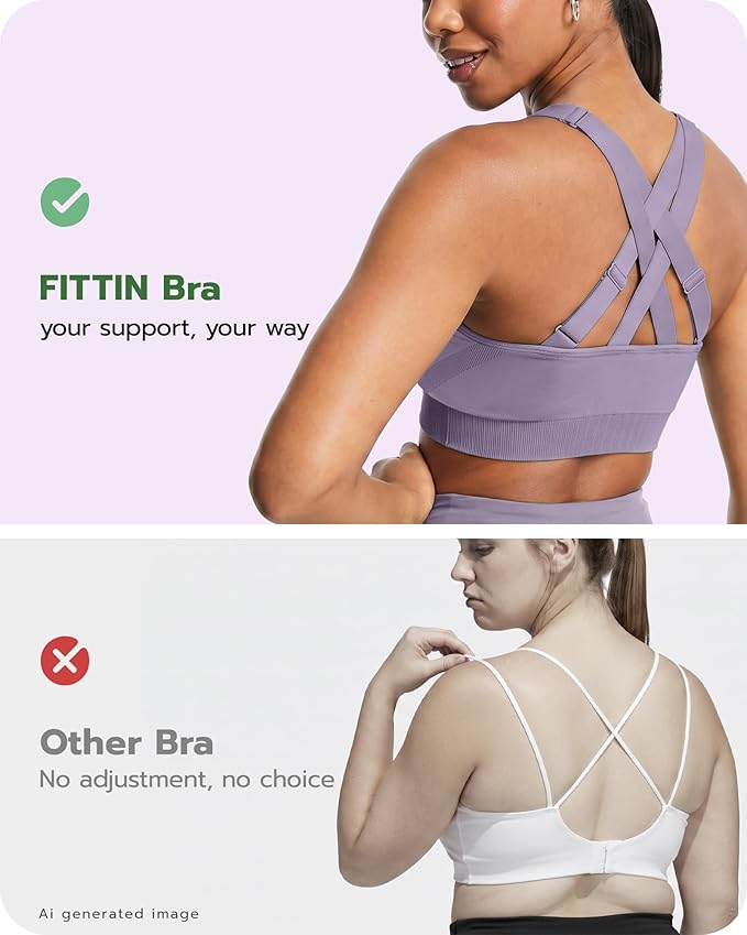 FITTIN Adjustable Sports Bra for Large-Bust: Adjust Support for Workout | No More Settling Dial in Your Perfect Fit Full Coverage No Spillage for Gym & Yoga - for C–DDD Cup Plus Size Large Bust Women