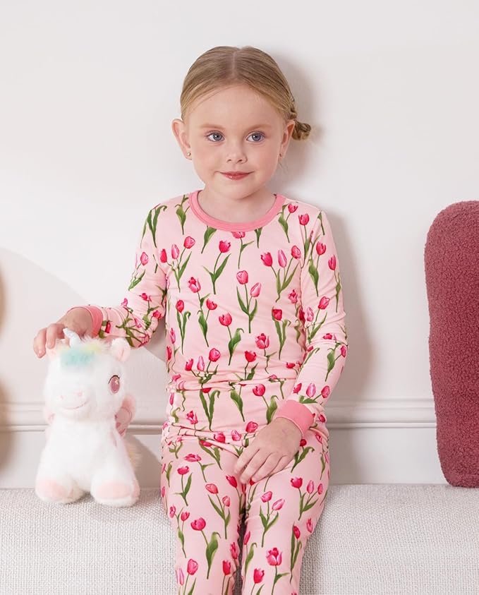 Bamboo Viscose Toddler Girls Kids Pajamas Unicorn Mermaid Pjs Long Sleeve Snug fit 12M-8Y 2pcs Soft Jammies