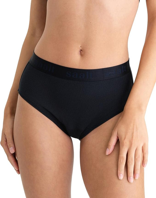 saalt Leakproof Cotton Rib High Rise Brief – Reusable Period Underwear for Women - Replaces 3 Pads or 4 Tampons