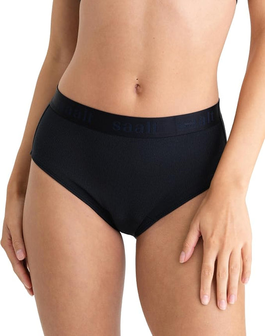 saalt Leakproof Cotton Rib High Rise Brief – Reusable Period Underwear for Women - Replaces 3 Pads or 4 Tampons