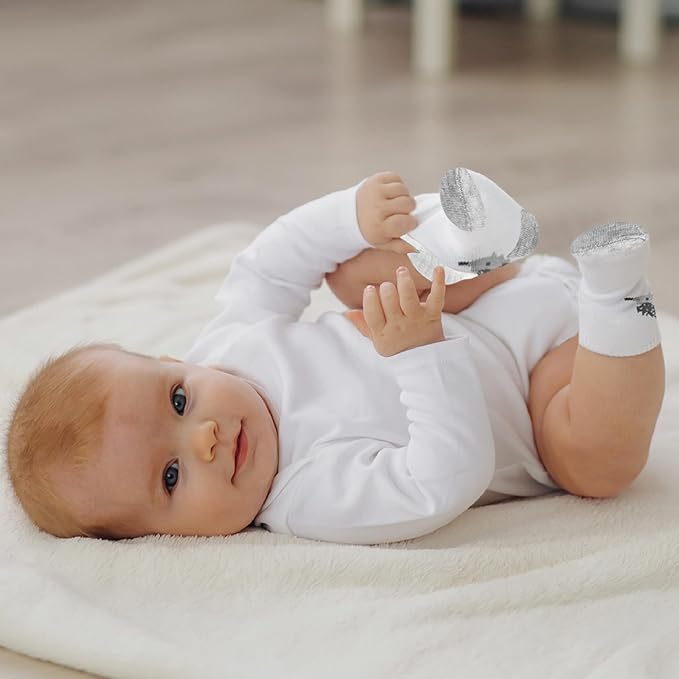 Mother's Choice Organic Cotton Baby Socks 0-6 Months - 06 pairs Unisex, Infant Black Socks, Soft Ankle Girls & Boys, Cozy Newborn Socks and Baby Gift Slipper Sock, Ideal In Daily Handling