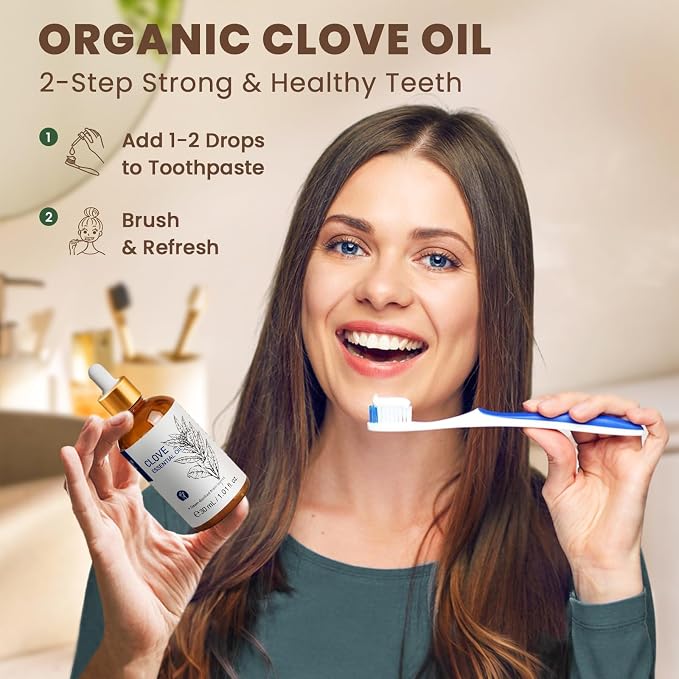 HIQILI 1 Fl Oz Clove Oil for Teeth and Gums, Oral Care, DIY Clean Spray, Aromatherapy - 30ml | Creating a Warm, Comforting Scent for Home, DIY Cleaning Spray, and Homemade Vandles —30mL / 1.01 fl oz