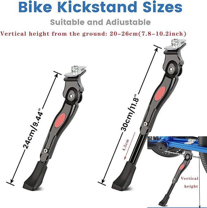 VECKUSON Kickstand for Kids Bike, Bicycle Kickstands Center Mount for 16 18 20 22 Inch Bicycles Adjustable Aluminum Alloy Kickstands for 16-18-20inch 18-20-22inch Mountain Bike