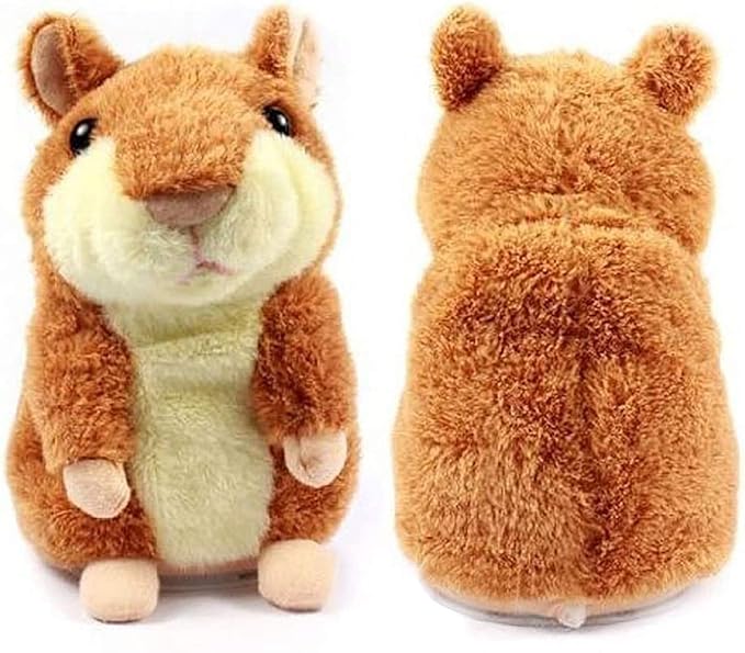 Talking Hamster, Interactive Stuffed Plush Animal Talking Toy Cute Sound Effects with Repeats Your Said Voice, Best Buddy for Kids Gift Age 3+ (Brown)