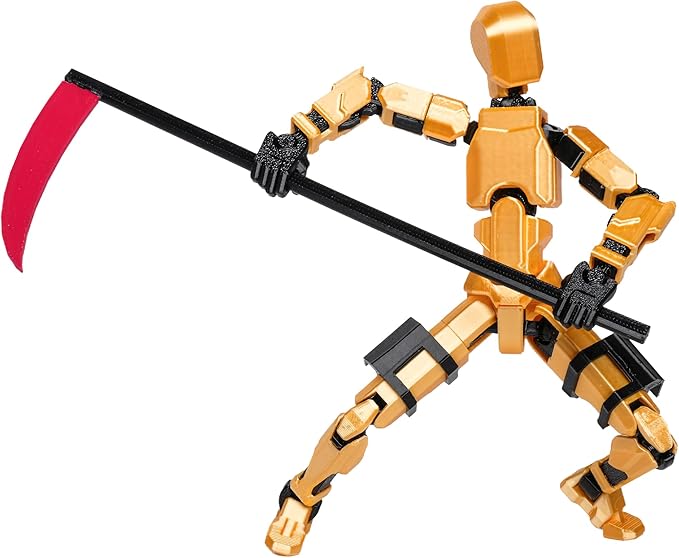 (Assembly Completed Dummy 20 Action Figure, 8.1 inches, Strong Magnetic Accessories, 8 Types of Weapons 3D Printed Robot Multi-Jointed Movable, Spider Ninja Series (Dark Gold)