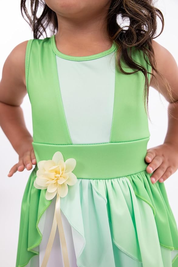 Little Adventures Lily Pad Twirl Dress - Machine Washable Child Pretend Play and Party Dress with No Glitter