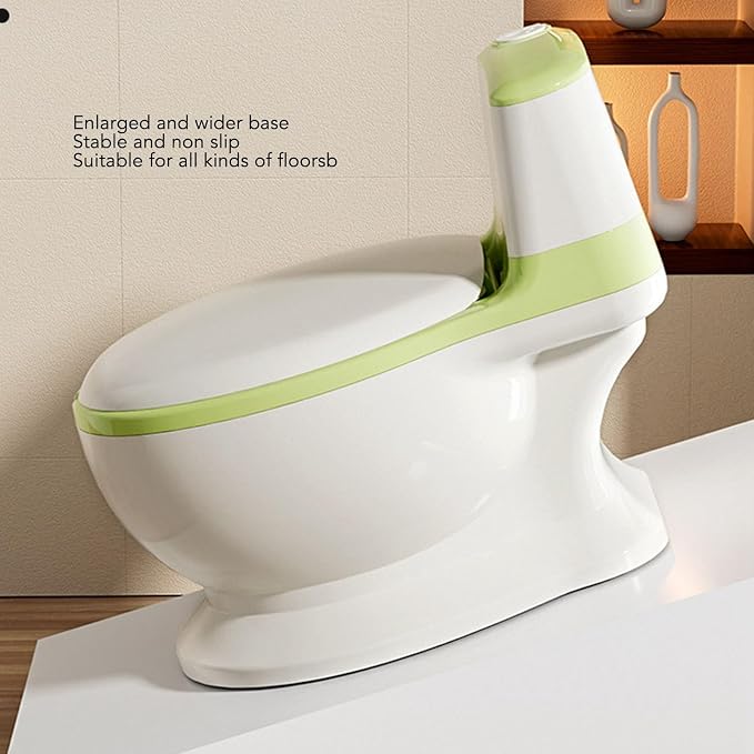 Adjustable Portable Kids Potty Training Seat, Ergonomic and Safe Children's Toilet with Removable Potty Pot, Comfortable Non Slip Design for Home and Travel(Green)