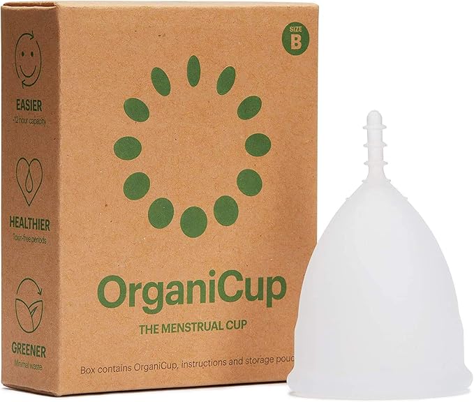 OrganiCup Menstrual Cup - Pads and Tampons Alternative - Size B/Large - Reusable Period Cup - Certified Vegan - Soft, Flexible Medical-Grade Silicone