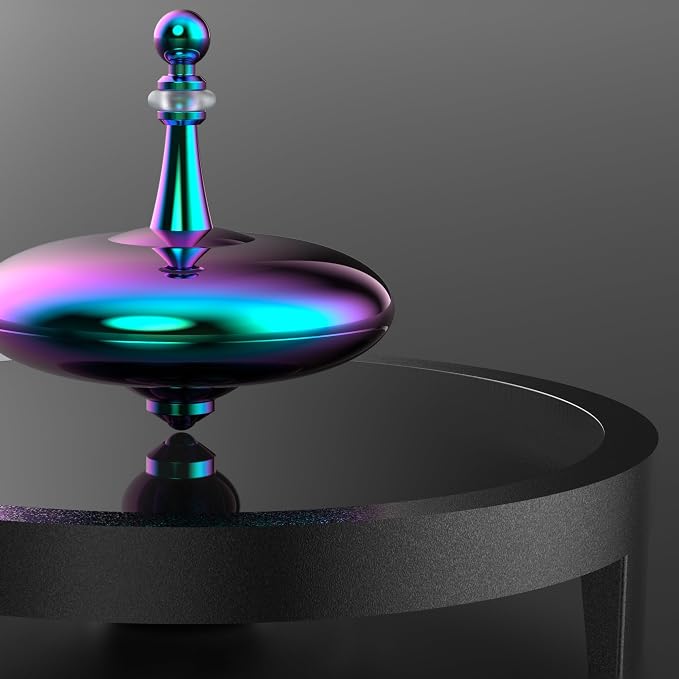 UFO Tops Ruwa - Metal Spinning Fidget Toy Top - Inspired by The 1994 USS Ruwa, Zimbabwe UFO Incident - Psychedelic Stainless Steel