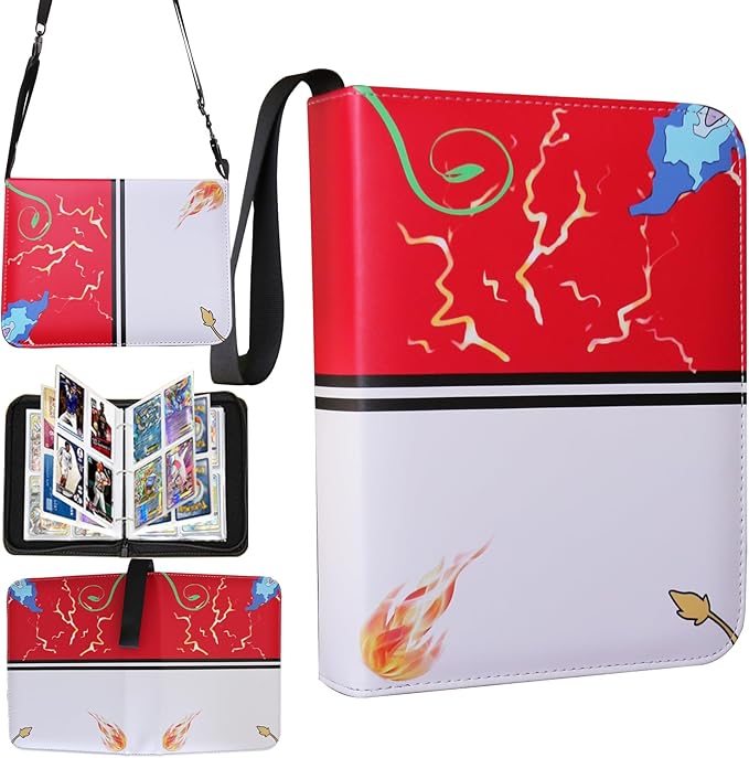 Deluxe Trading Card Binder Premium 4-Pocket Album with 400 Loading Pockets, Ideal for Boys and Girls. Adjustable Strap for Convenient Carry - Hand or Shoulderr