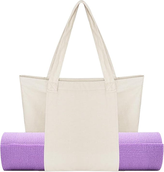 Yoga Mat Bag for Women Canvas Bag with Yoga Mat Carrier Yoga Mat Bags for Workout Pilates Travel Beach and Gym