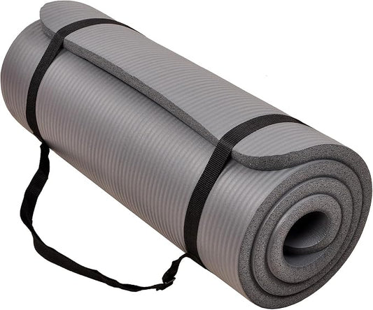 Signature Fitness Extra Thick High-Density Foam Yoga Mat – Multiple Thicknesses (1/2" & 1") / Multiple Colors – Double-Sided Non-Slip Surface – with Carrying Strap for Pilates, Yoga & Home Workouts