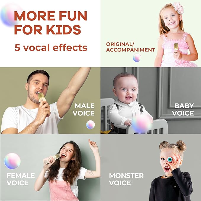 Mini Karaoke Machine with 2 Wireless Microphones for Kids Adults, Portable Bluetooth Speaker Gift for Girls Toys 4, 5, 6, 7, 8, 10, 12+ Years Old Teens Birthday(Beige)