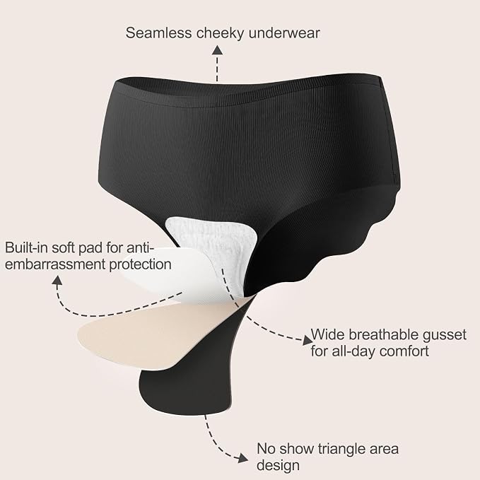 Camel Proof Seamless Underwear for Women 3 Packs No Show Invisible Cheeky Panty Liners Workout Gym Yoga Panties