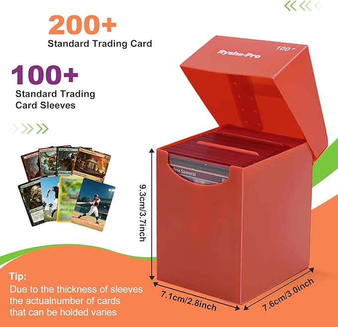 6 Pack Large Card Deck Boxes with 12 Dividers & 1 Dice Bag, Fits 100+ Double-Sleeved Standard Game Cards, Bulk Trading Card Storage Organizer Plastic Cases for MTG TCG Sports Cards, Colorful