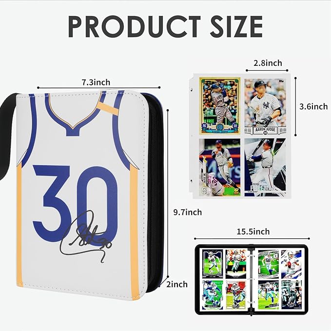 HBK Basketball Card Binder 400 Pockets, PU Leather 4 Pocket Card Binder with Sleeves, Basketball Card Holder Album with Zipper, Sports Trading Card Storage Binder for Boys Girls Collectors