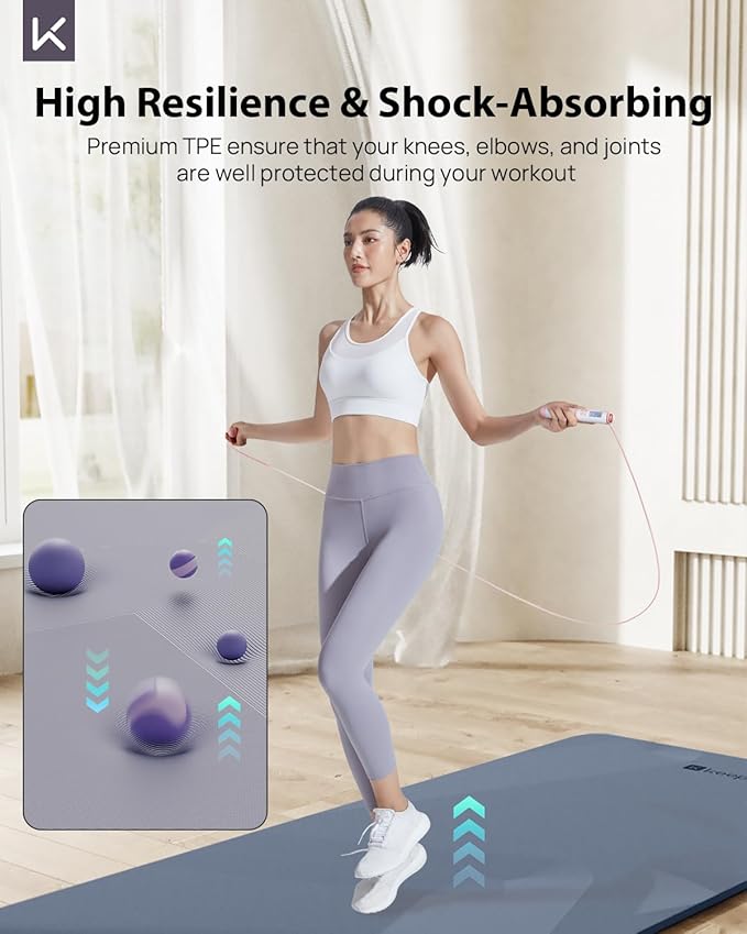 KEEP Extra Wide Yoga Mat, 7mm Thick 72" x 32" Exercise Mat | 7mm thick Extra wide yoga mat with carry strap for home workout, yoga, exercise and Pilates