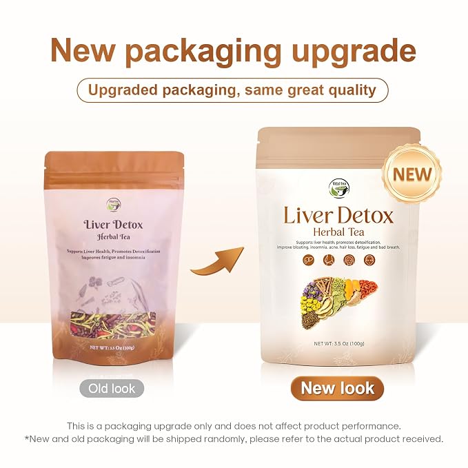 Vital Tea Liver Detox Herbal Tea, Liver Cleanse Detox Tea Blend with Milk Thistle, Dandelion Root, Chrysanthemum Natural Loose Leaf Tea for Liver Health, Caffeine-Free