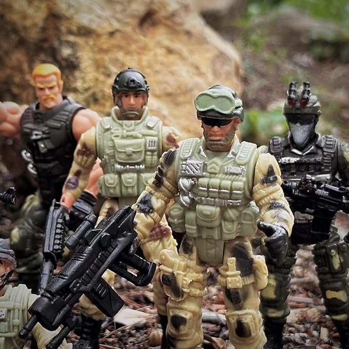 Army Men Action Figures,Soldiers Toys for Boys Age 4-7,Military Playset Action Figures Soldier Toy Set with Weapons Birthdaty Halloween Xmas Gift for Boys