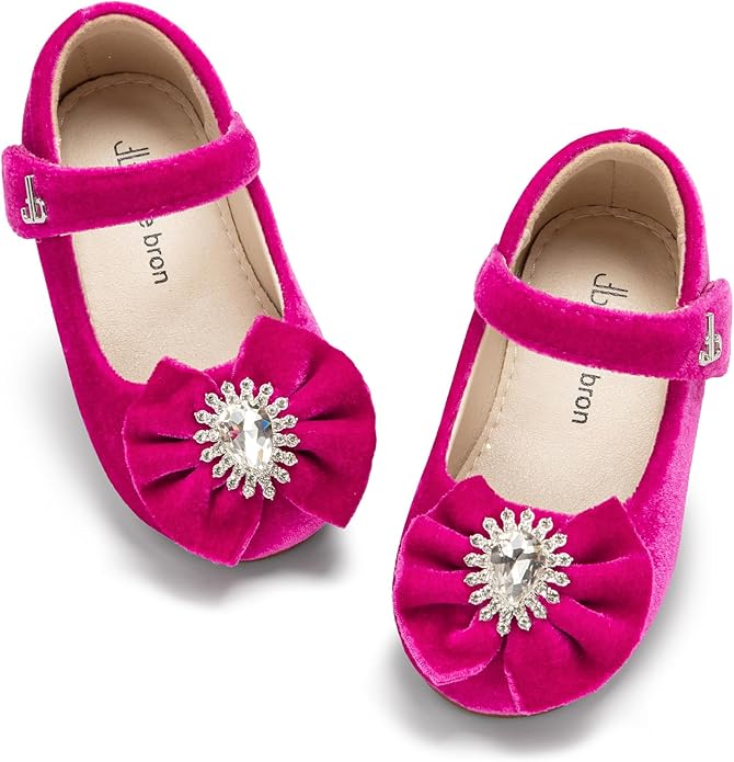 THEE BRON Mary Jane Ballet Flats - Girls' Dress Shoes with Hook & Loop Closure