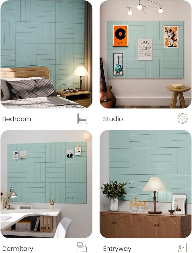 Fluxynara 48" x 36" Large Felt Bulletin Board, Aqua Blue | 12 Pack Cork Board Alternative with 60 Safe Adhesive Tabs, Felt Pin Boards for Wall Decor, Home, Office, Classroom, Dorm